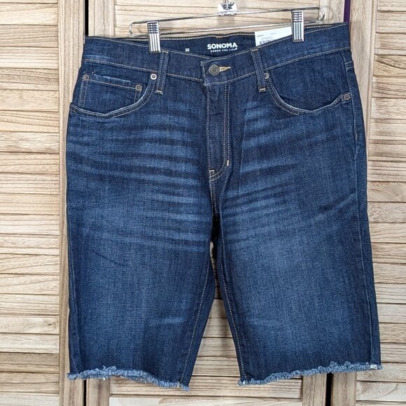 Sonoma Dark Blue Denim Shorts 11 In. Inseam Size 32 NWT - Picture 1 of 12